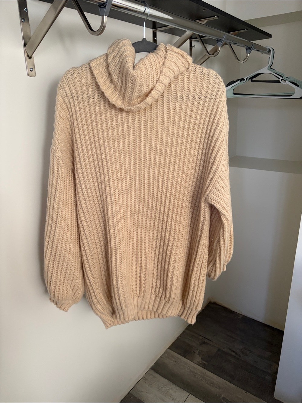 Chunky Knit Turtleneck Sweater Dress - Cream